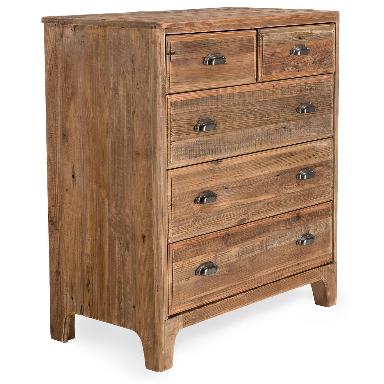 Macabane Meuble chiffonnier 5 tiroirs Sandy bois naturel  - 90x48x100 cm