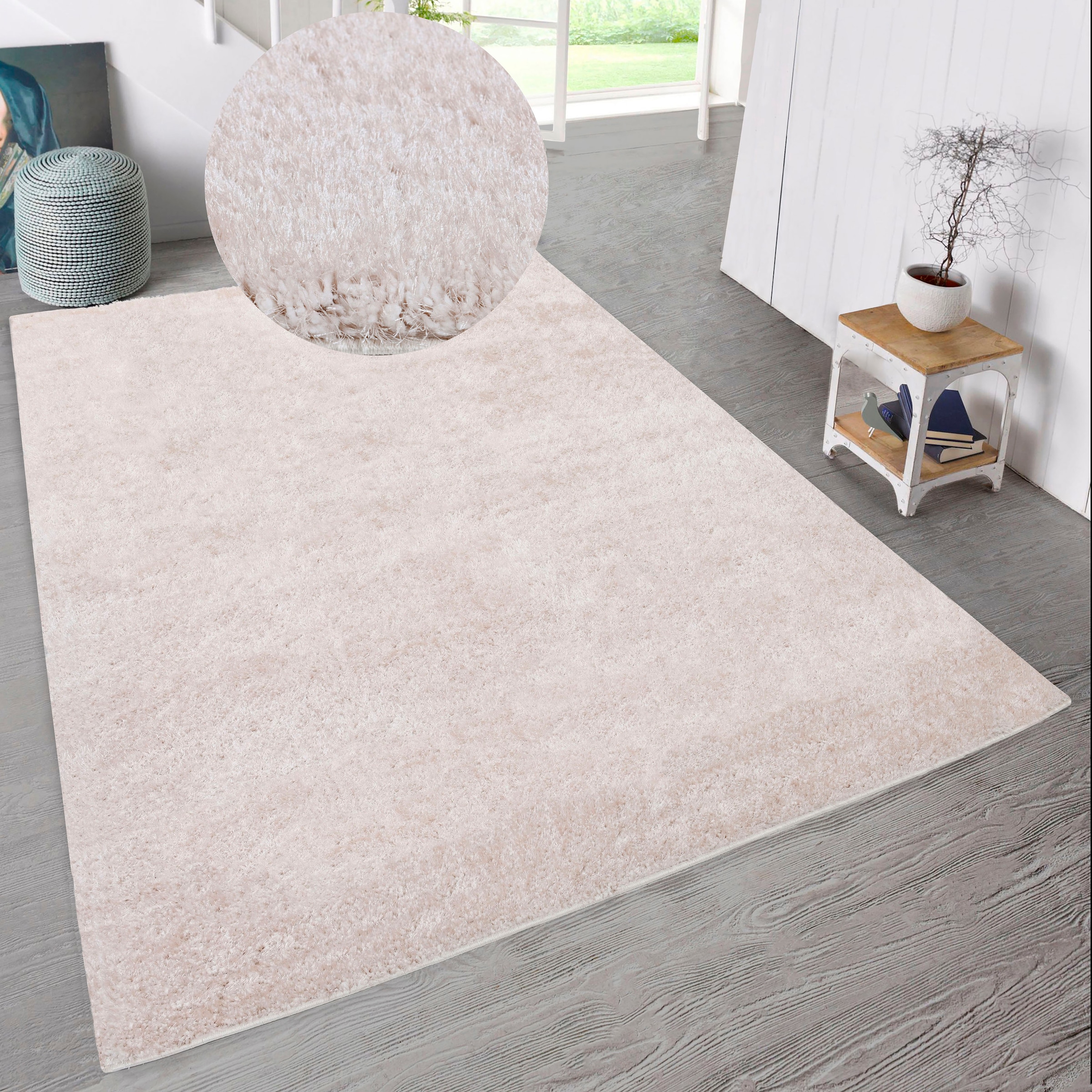 my home Hochflor-Teppich »Malin« rechteckig 43 mm Höhe Shaggy in Uni-Farben, einfarbig, leicht glänzend, besonders weich