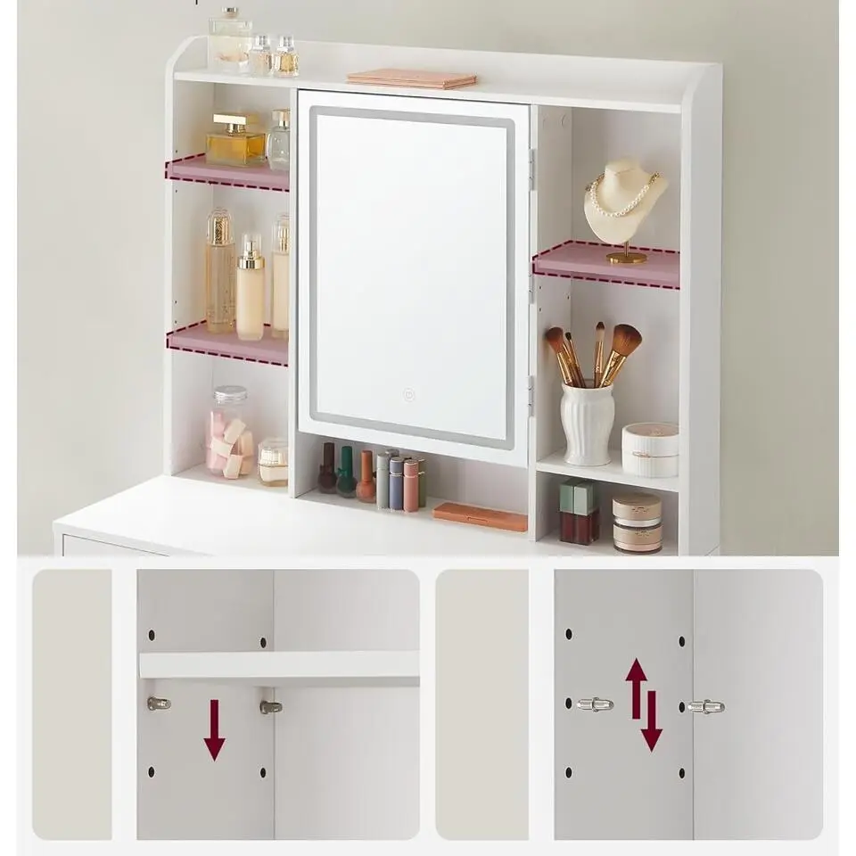 Bobbel Home - Moderne Witte Make-up tafel met Instelbare LED Verlichting