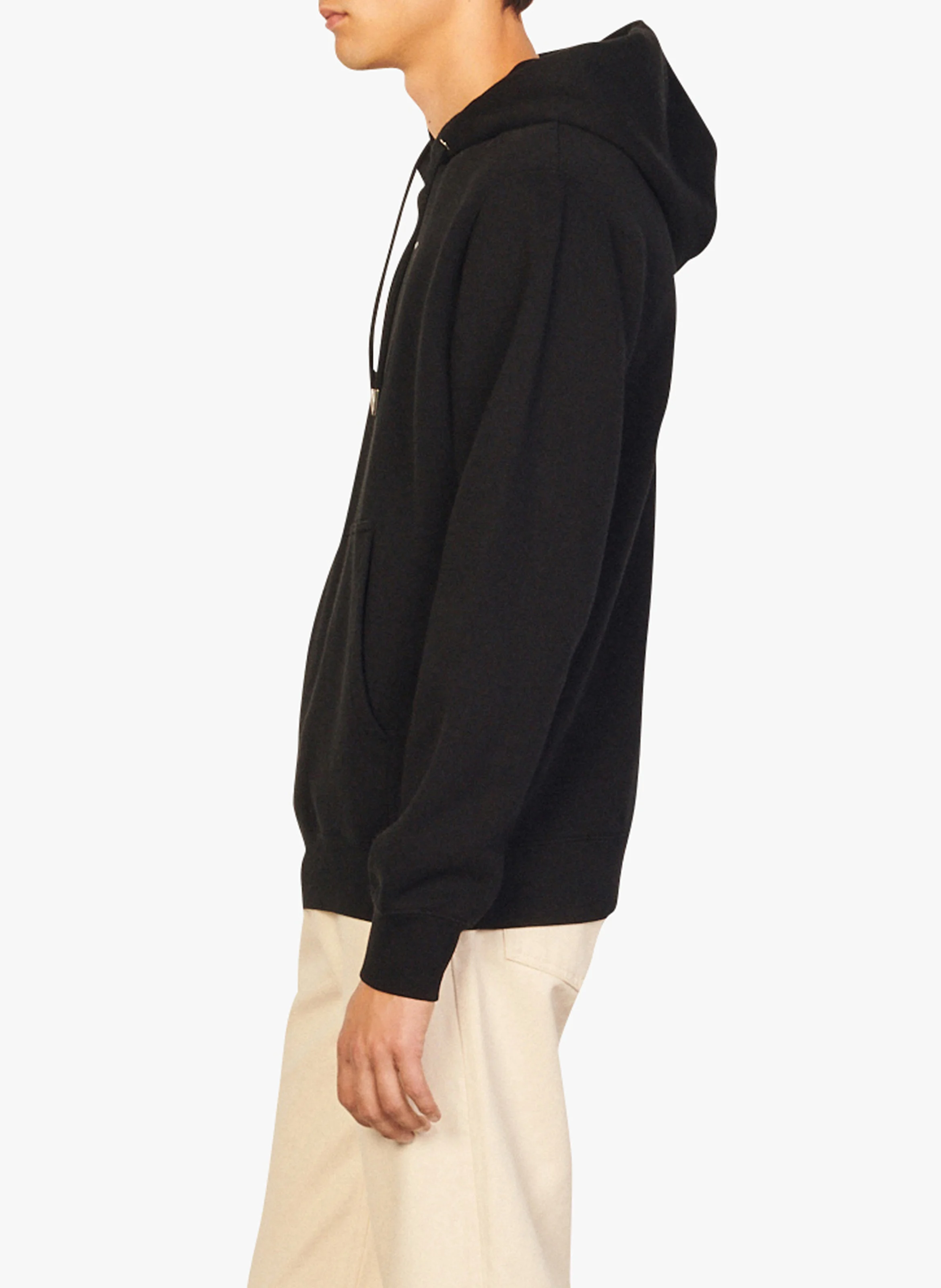 Sweat col rond regular fit à capuche en coton | Noir