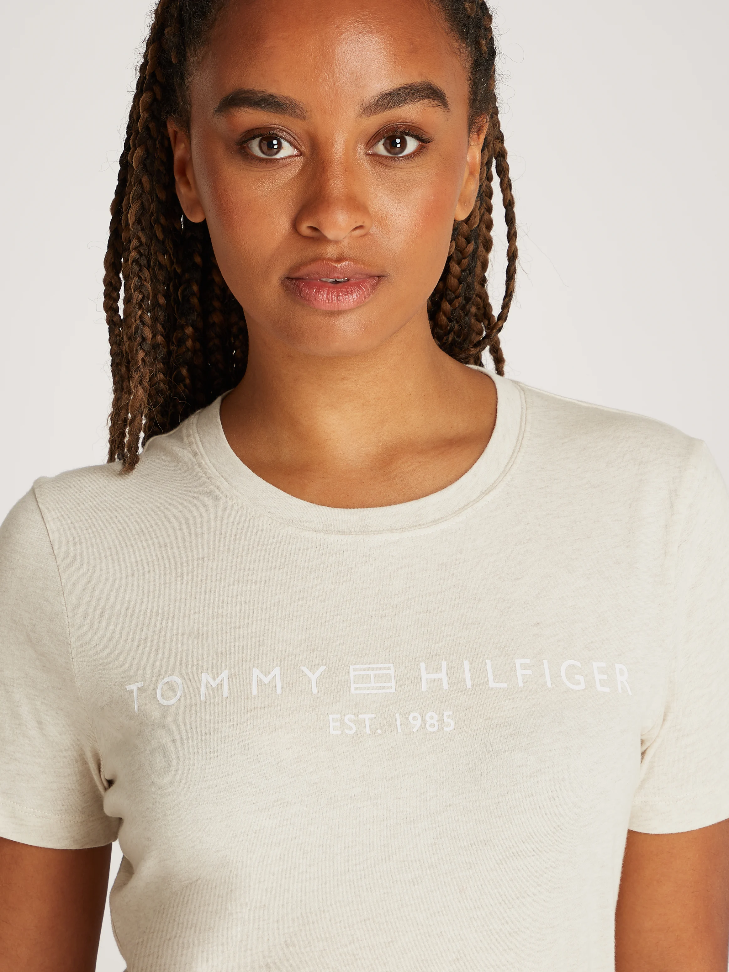 Tee-shirt droit encolure ronde en coton | Marron