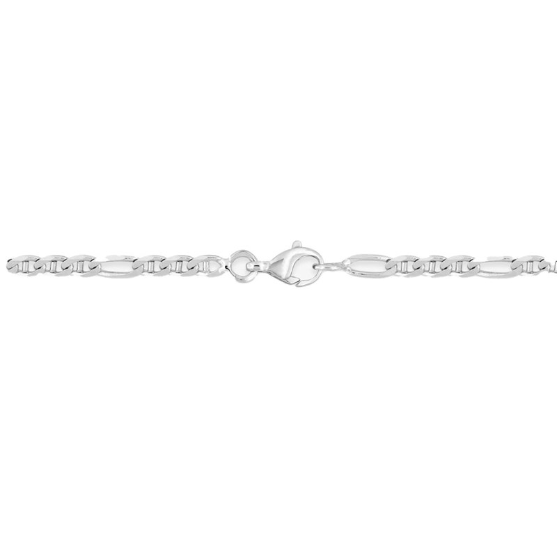 Bracelet homme 18 cm - Gourmette marine - Or blanc 18 Carats - Largeur 3 mm