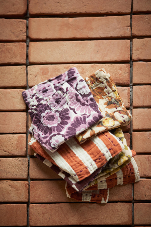 HKliving Cotton servet set van 2 floral vintage