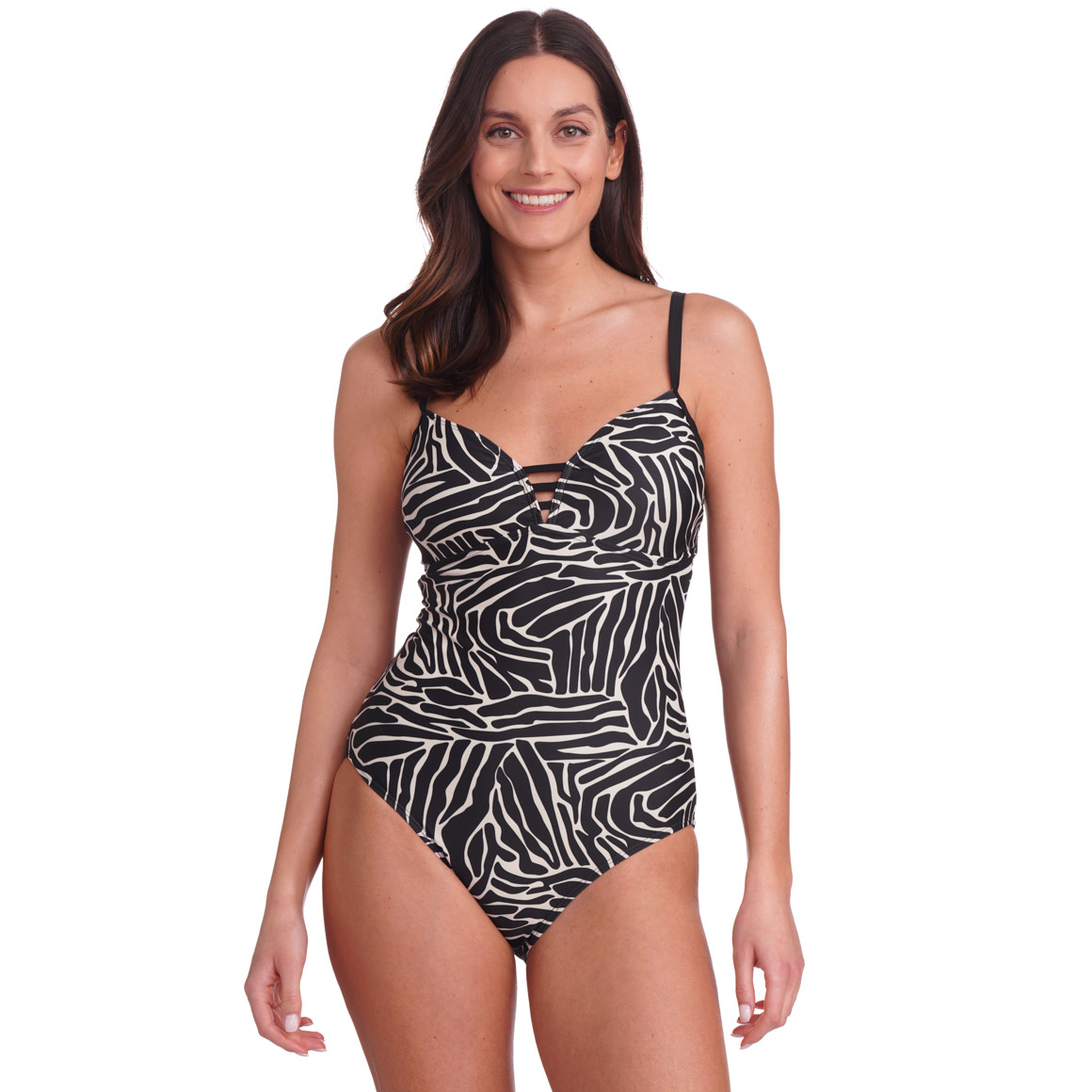 Gina Benotti Damen Badeanzug im Zebra-Look schwarz / weiss
