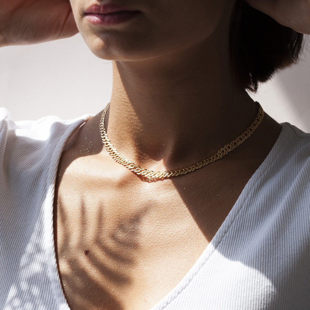 Collier plaqué or maille fantaisie 45 cm
