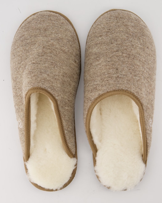 Fellhof Trendy Filz Hausschuhe in Beige