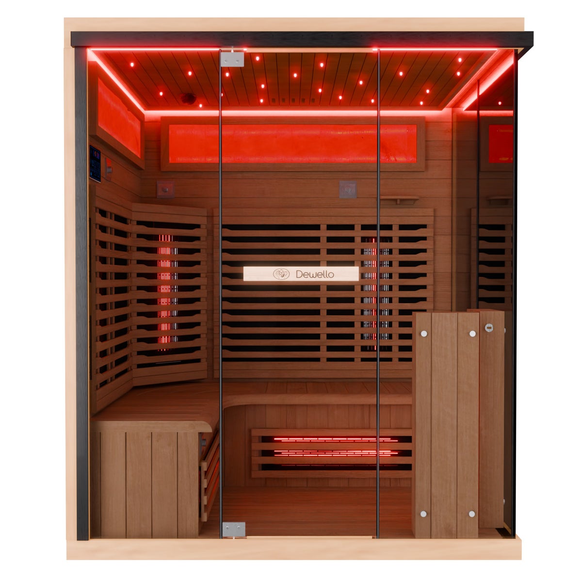 Dewello® Infraroodcabine Infraroodsauna KENORA 160cm x 120cm incl. 7 full spectrum emitters, 3 koolstof emitters, LED