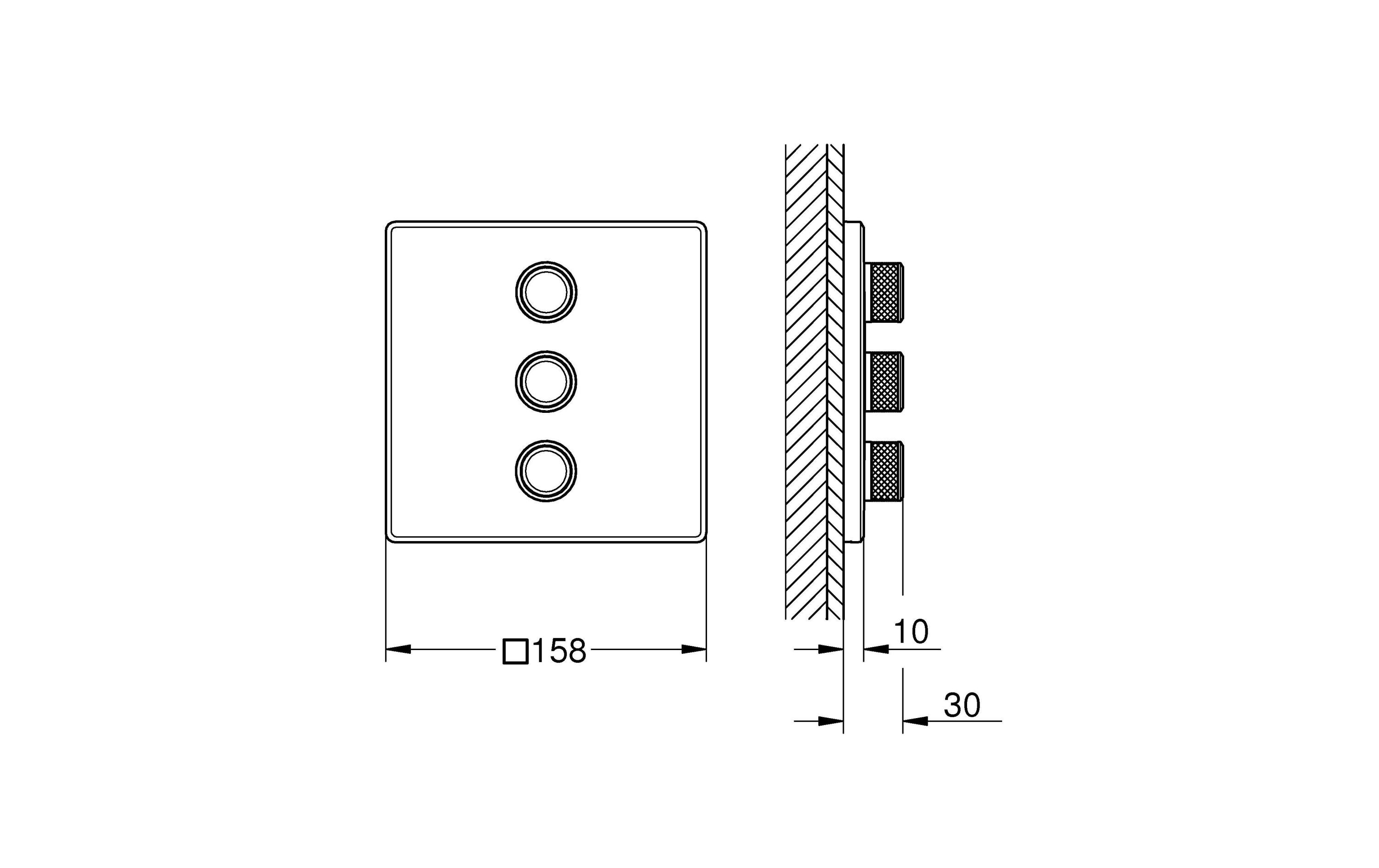 Duscharmatur Grohtherm SmartControl 43 mm, Chrom<br>Mit 3-fach Unterputzventil