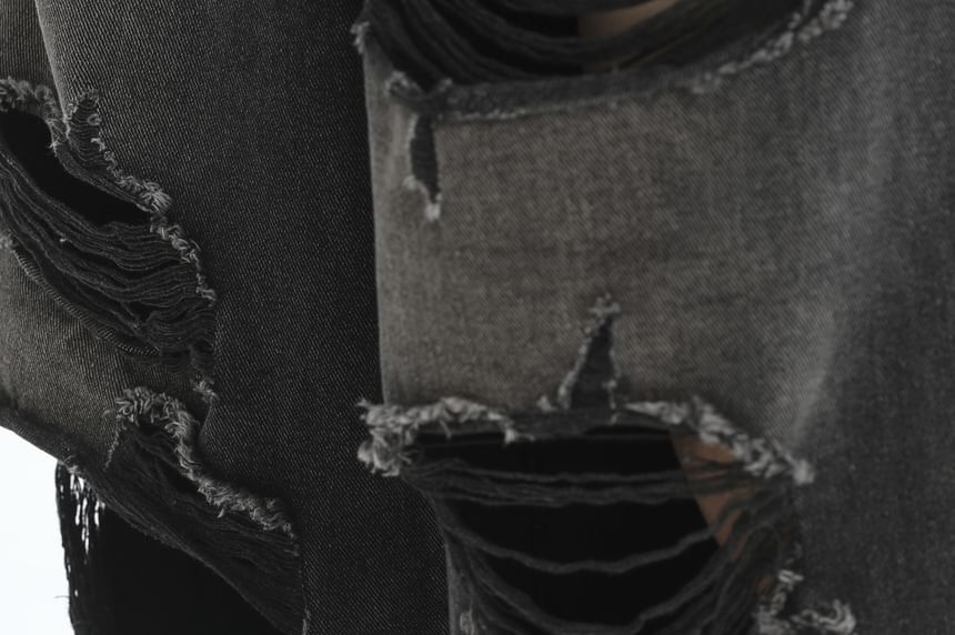 INStudio - High Waist Distressed Wide Leg Jeans