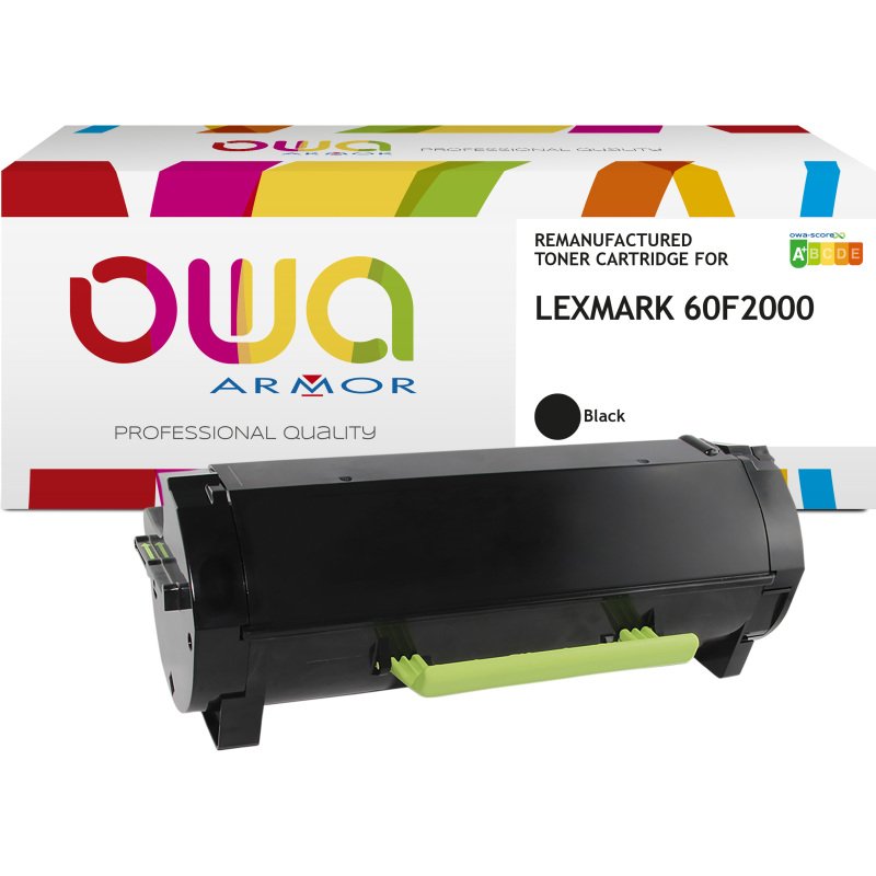 Toner remanufacturé OWA - standard - Noir - pour LEXMARK 60F2000