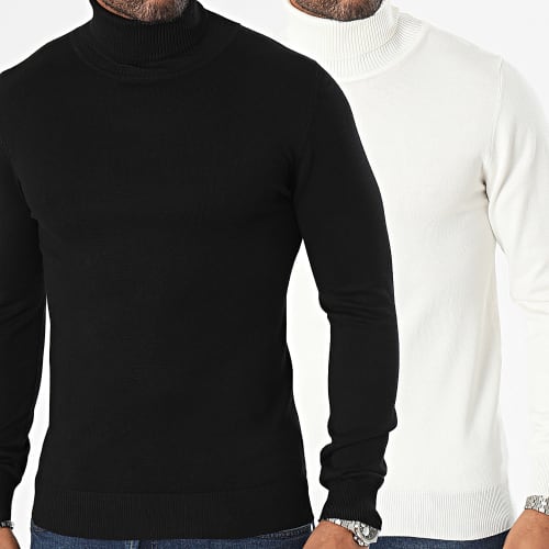 Lot De 2 Pulls Col Roulé Noir Beige Clair