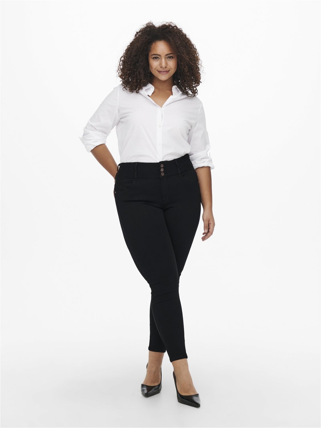 CARANNA Hohe Taille Skinny Fit Jeans Black