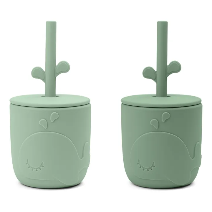 Done by deer Gobelet et paille Wally - Set de 2 | Vert