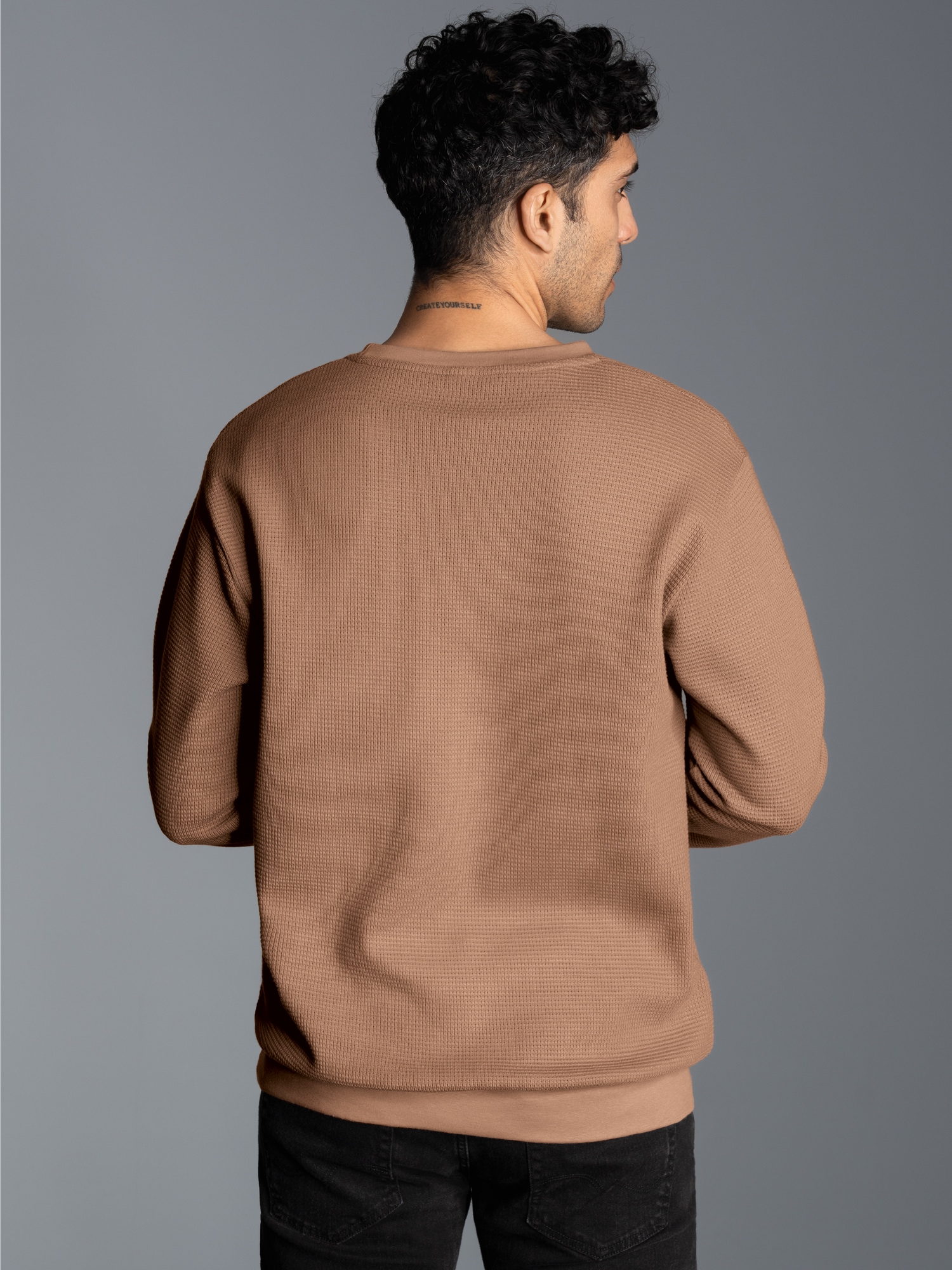 Sweatshirt in Waffeloptik Haselnuss