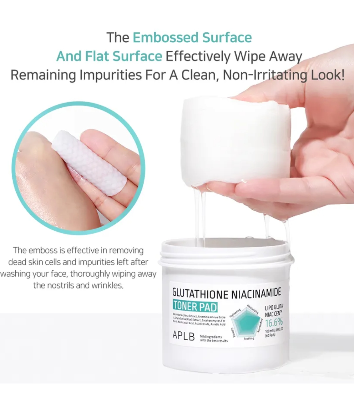 APLB - Discos Tônicos Faciais Hidratantes Glutathione Niacinamide - 60pads