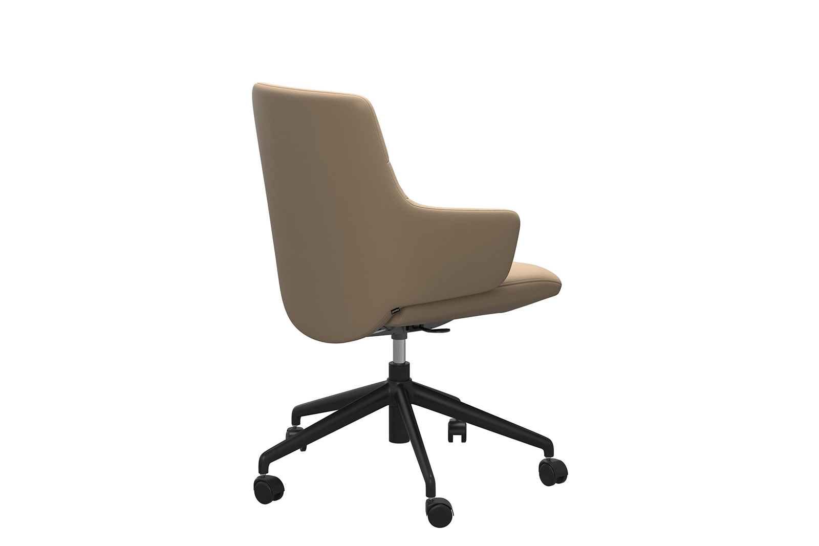 Chilli kontorstol Lav stol i hud Paloma Beige med arm og matt sort understell