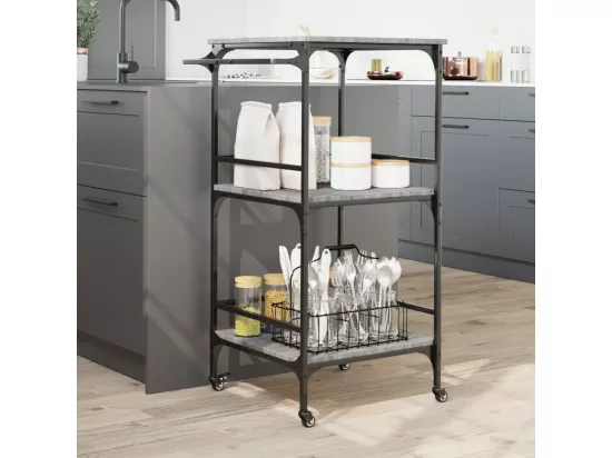 Chariot de cuisine sonoma gris 60,5x50x105 cm bois d'ingénierie