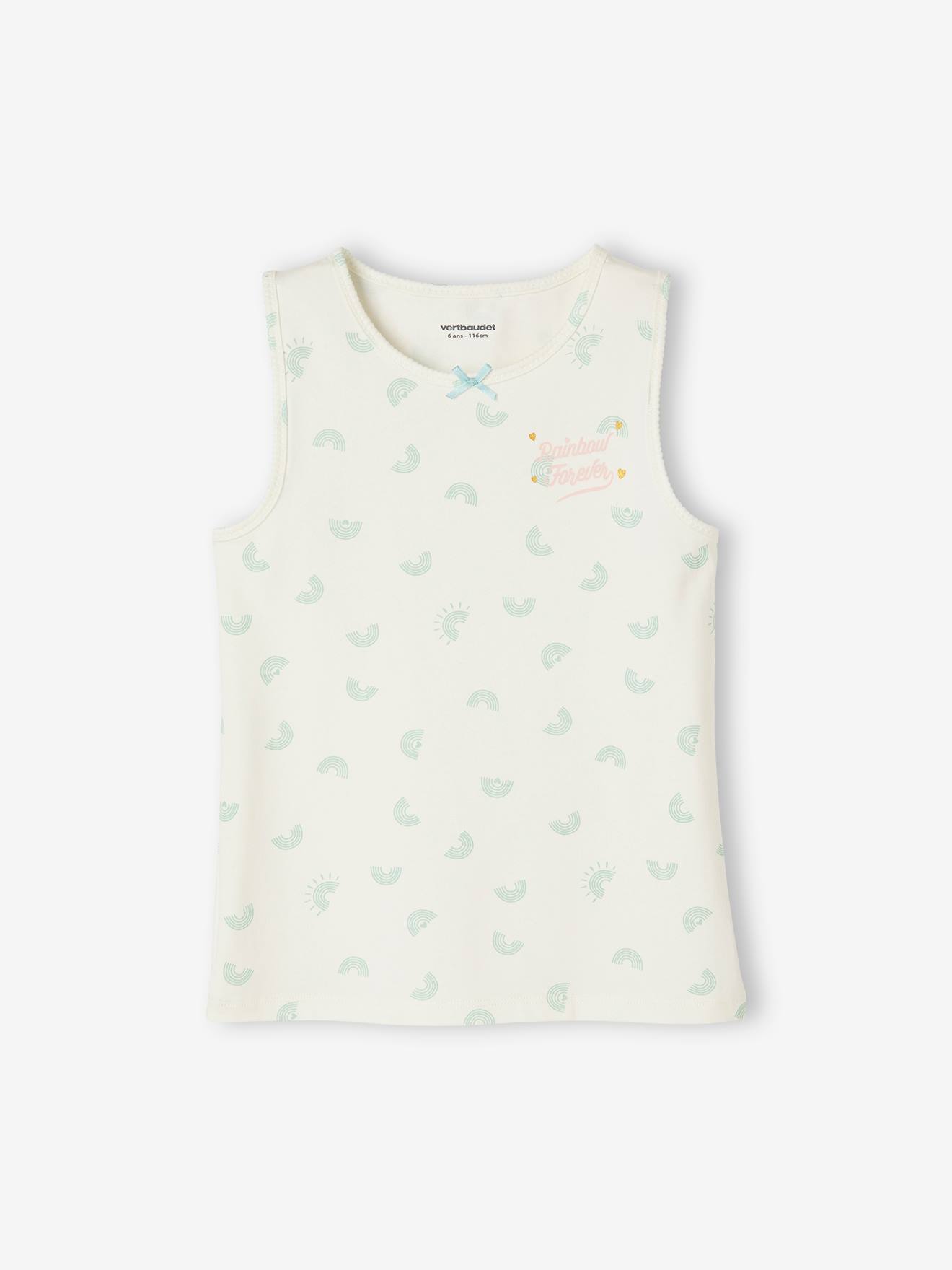 Conjunto de 2 regatas estampadas para meninas, rosa claro