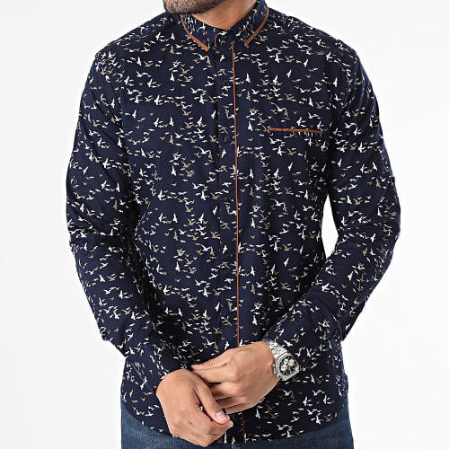 Chemise Manches Longues Bleu Marine
