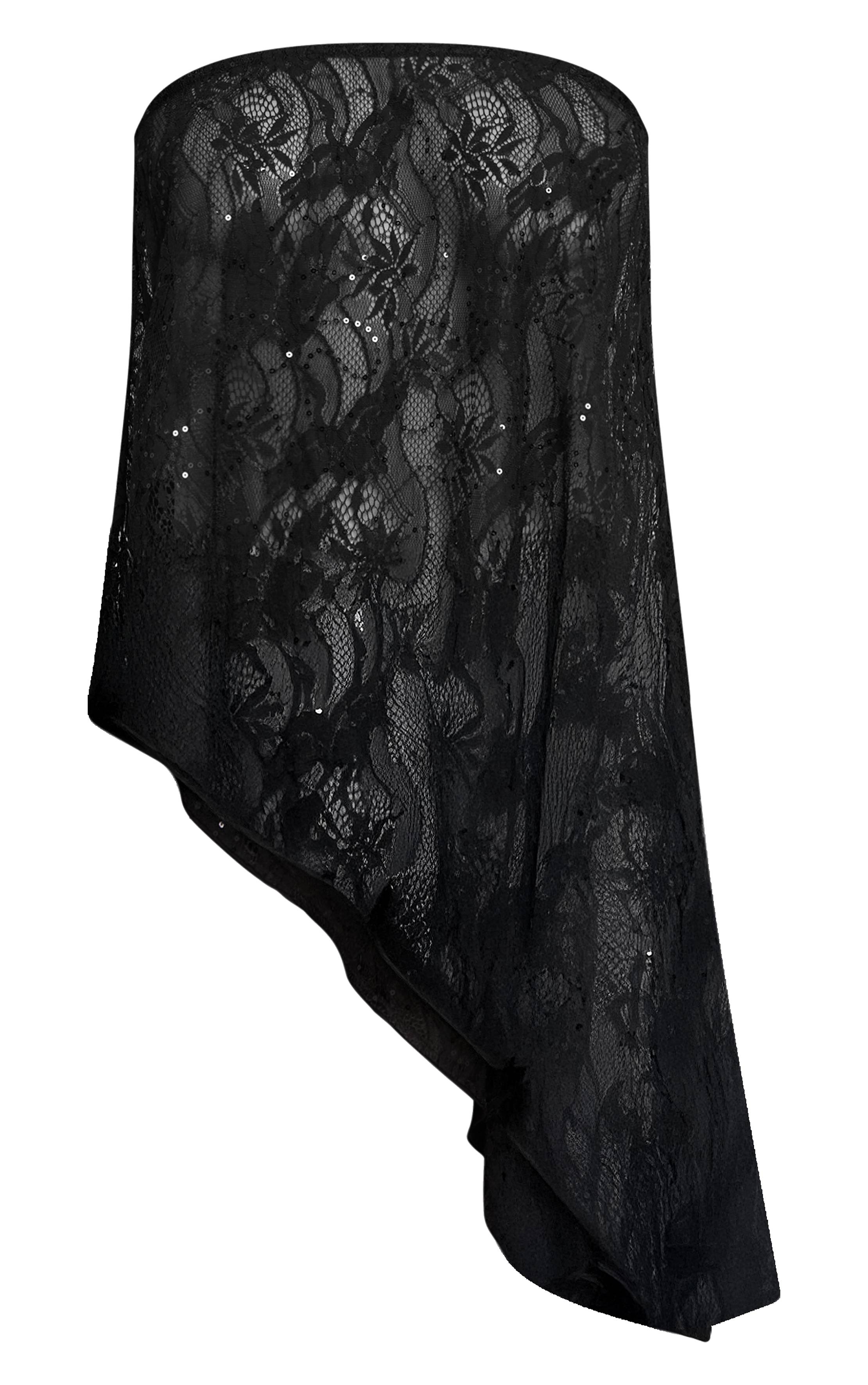 Noir Bandeau Asymétrique En Dentelle À Sequins