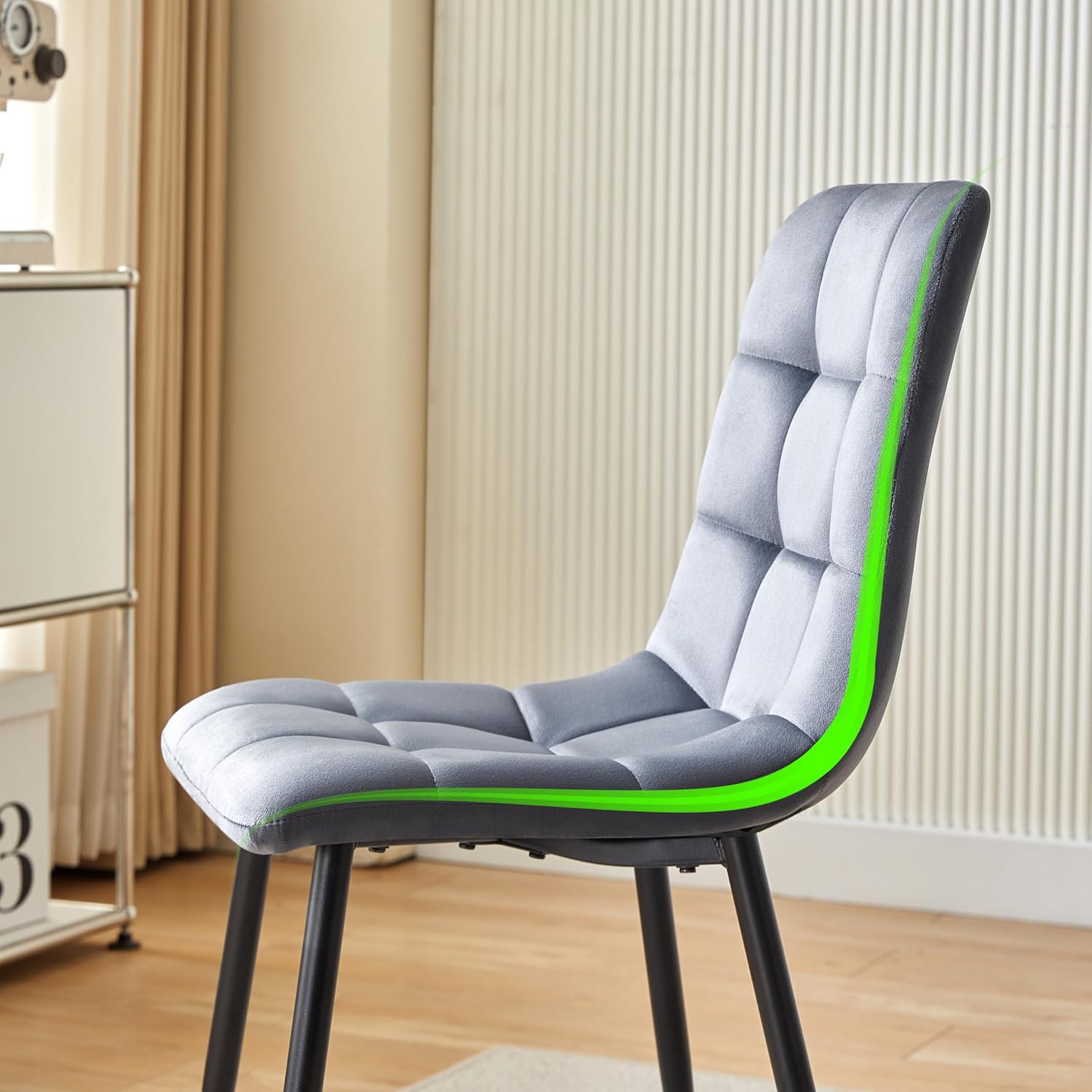 Esszimmerstühle Essstühle Samtbezug Polsterstuhl Esszimmer Stuhl Milano 4er-Set GRAU 521252