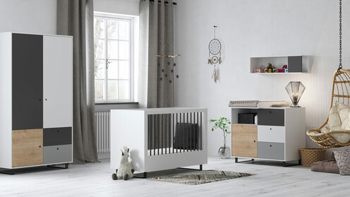 Commode blanc/gris Bois Oak Chambre Concept - VOX