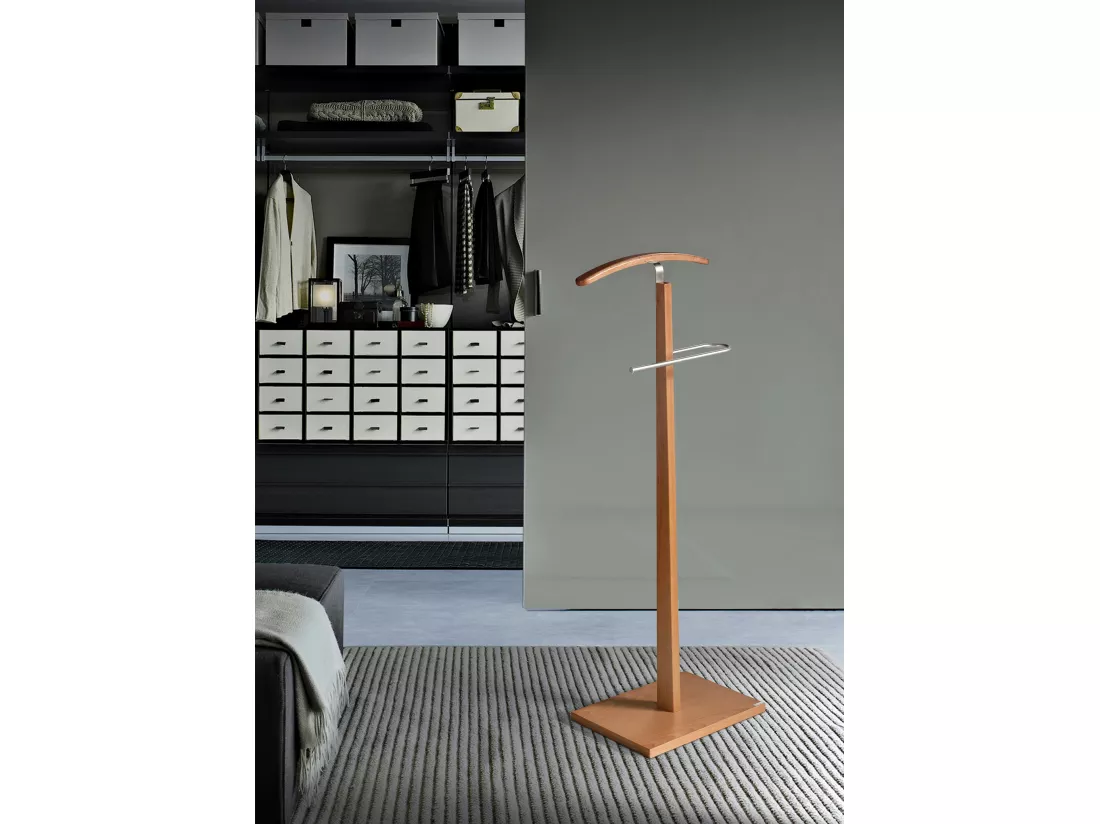 Valet de nuit - H114cm x L48cm x P28cm - hêtre massif cerisier - Smart