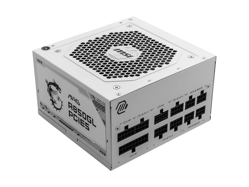 MSI Netzteil MAG A850GL PCIE5 WHITE 850 W Weiss Vollmodulares Netzteil mit 850 W Leistung
