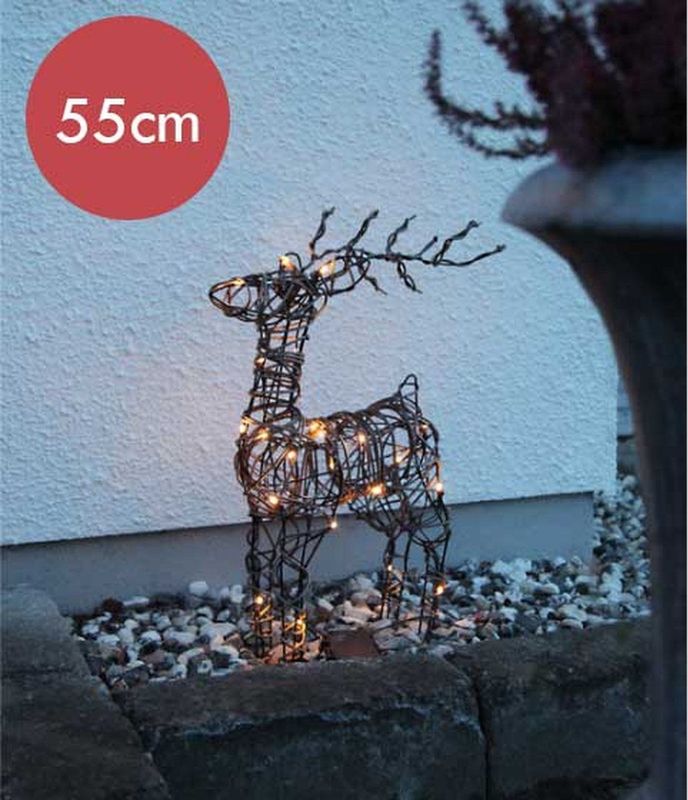 Klein Rendier - Bruin - 55cm - 24 LED-lampjes - Voor Buiten