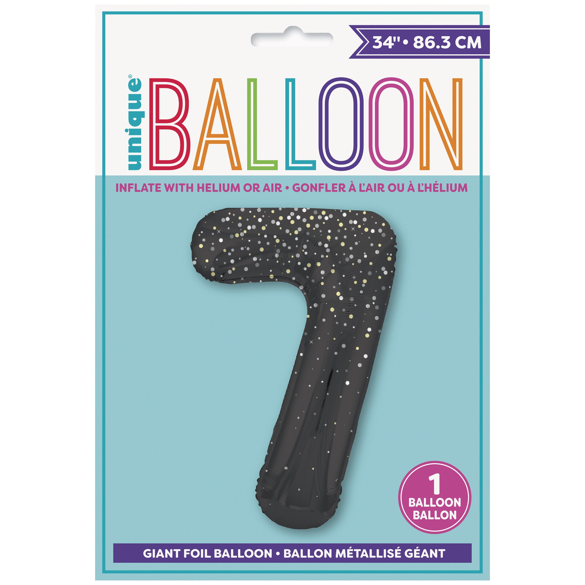7 Jaar Cijfer Ballon Zwart Stippen 86cm