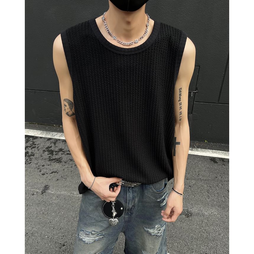 Freehop - Tanktop met ronde hals en effen patroon