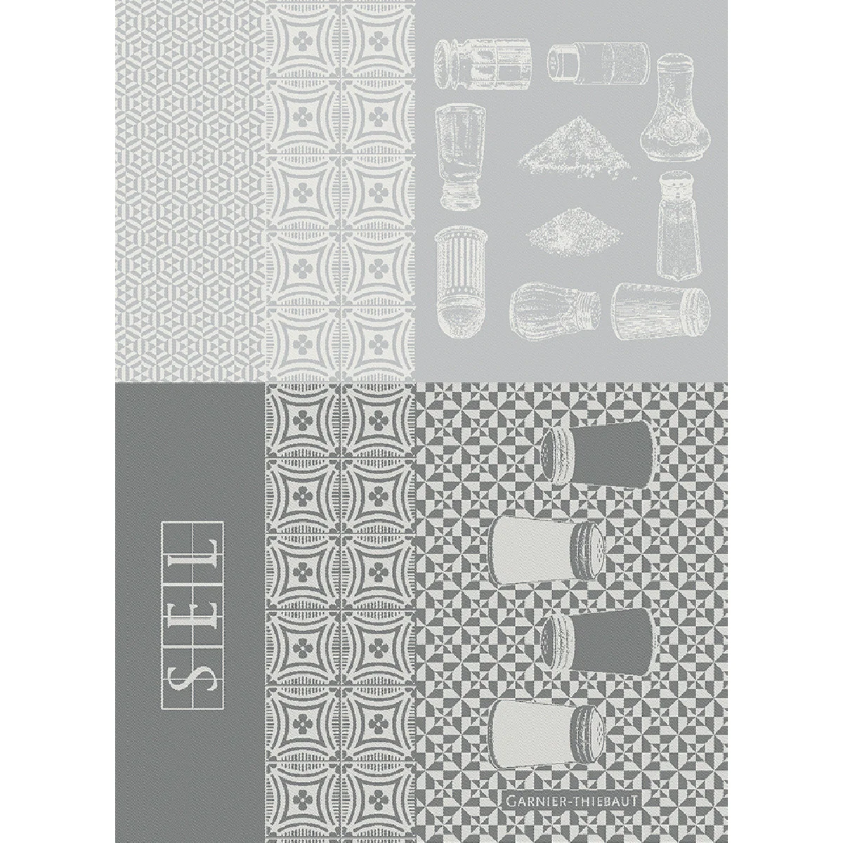 Torchon pur coton gris 56x77 Garnier Thiebaut
