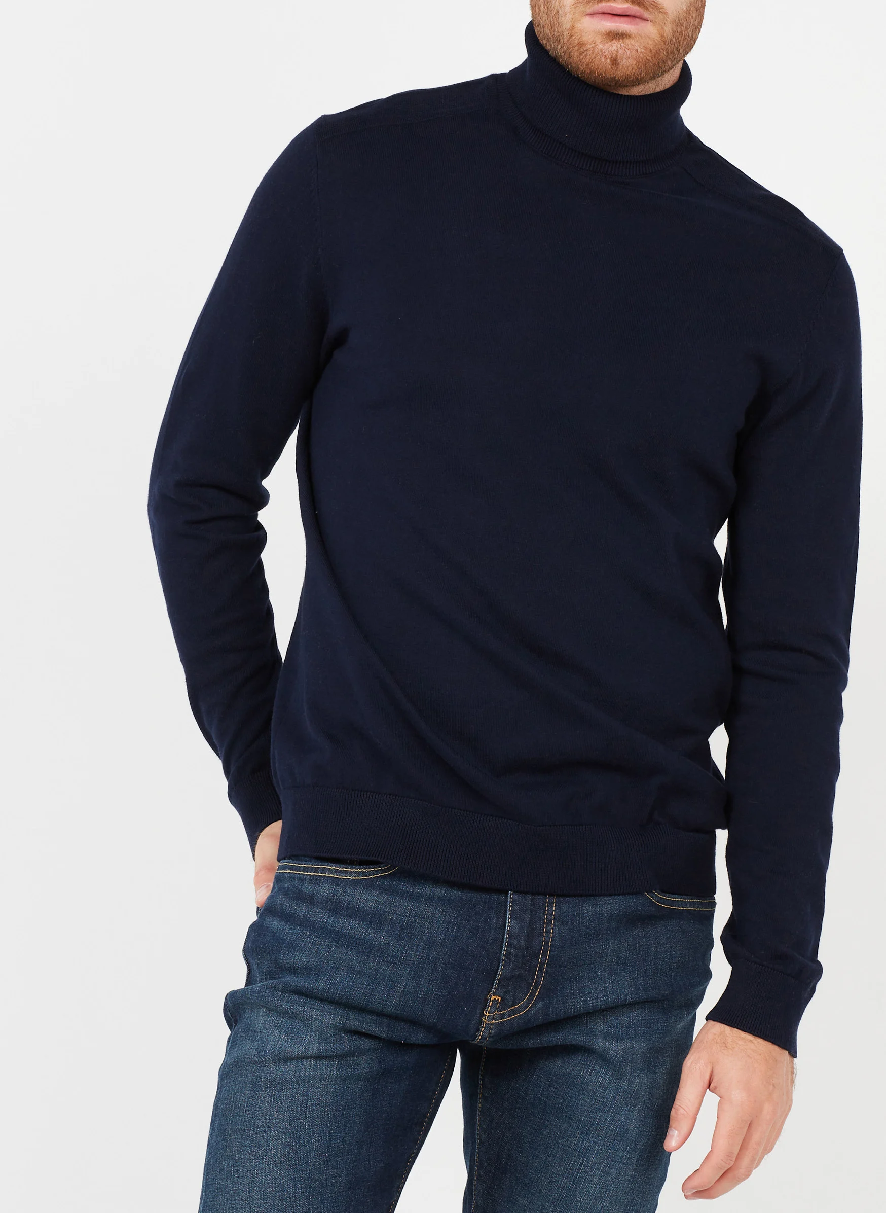 Pull col roulé regular-fit en coton | Bleu