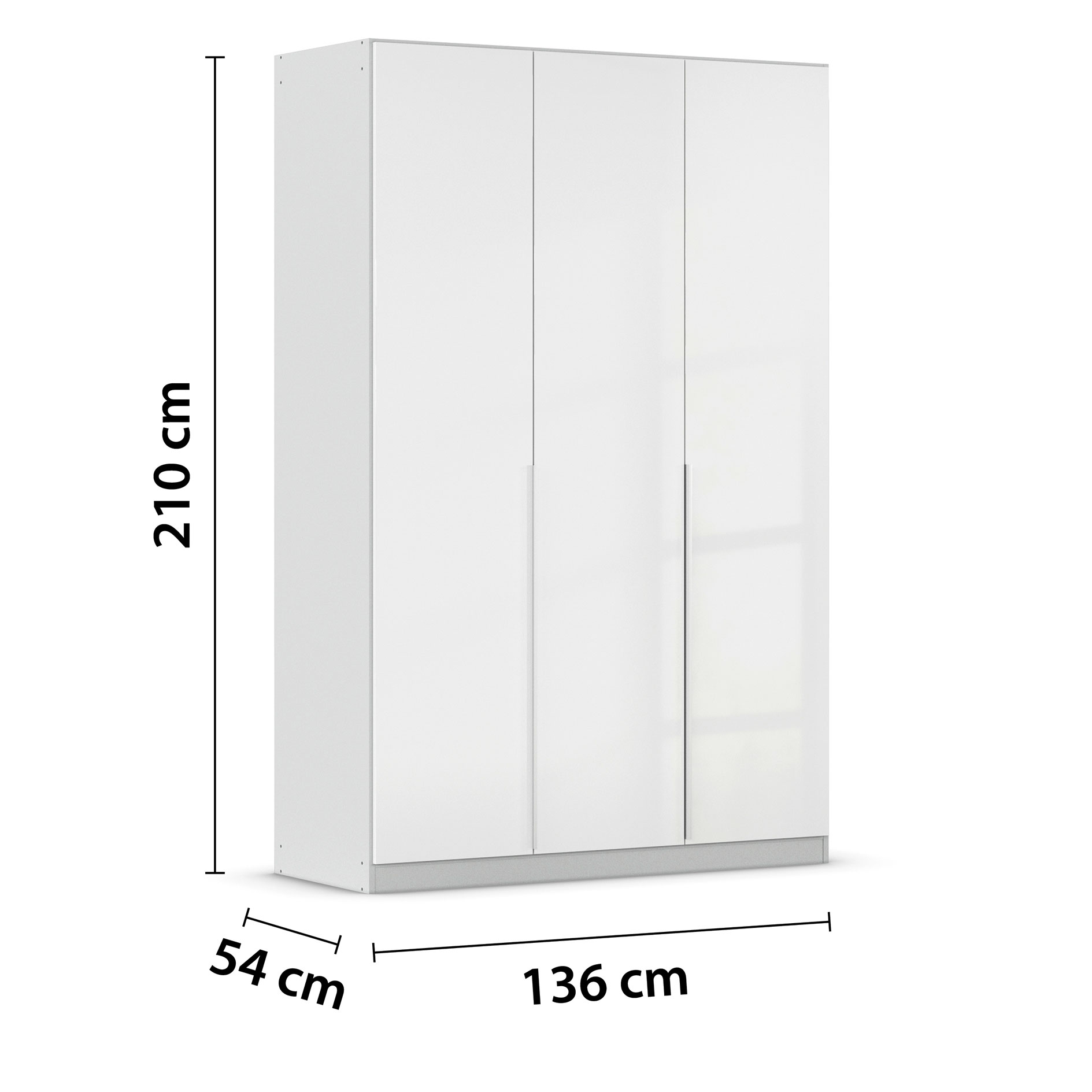 Drehtürenschrank - weiß Hochglanz - seidengrau - 3-türig - 136x210 cm