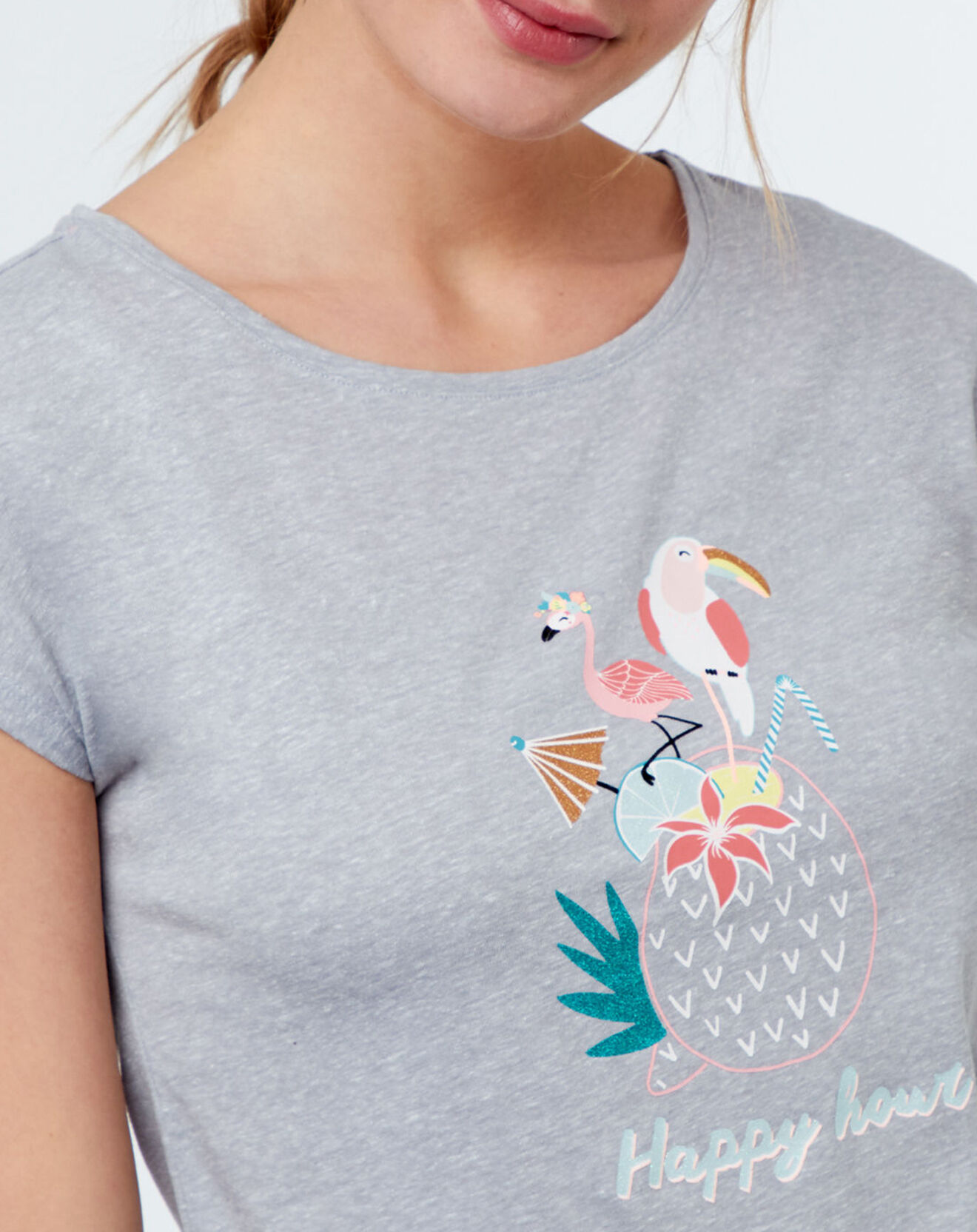 Etam Haut de pyjama Tropic à motif gris