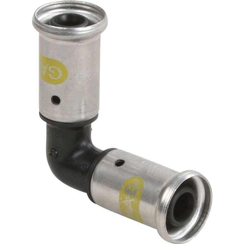 Henco gas pers kniekoppeling 90° 16mm