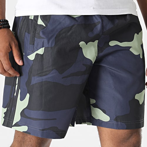 Short Jogging A Bandes Graphics HF4872 Bleu Marine Camouflage