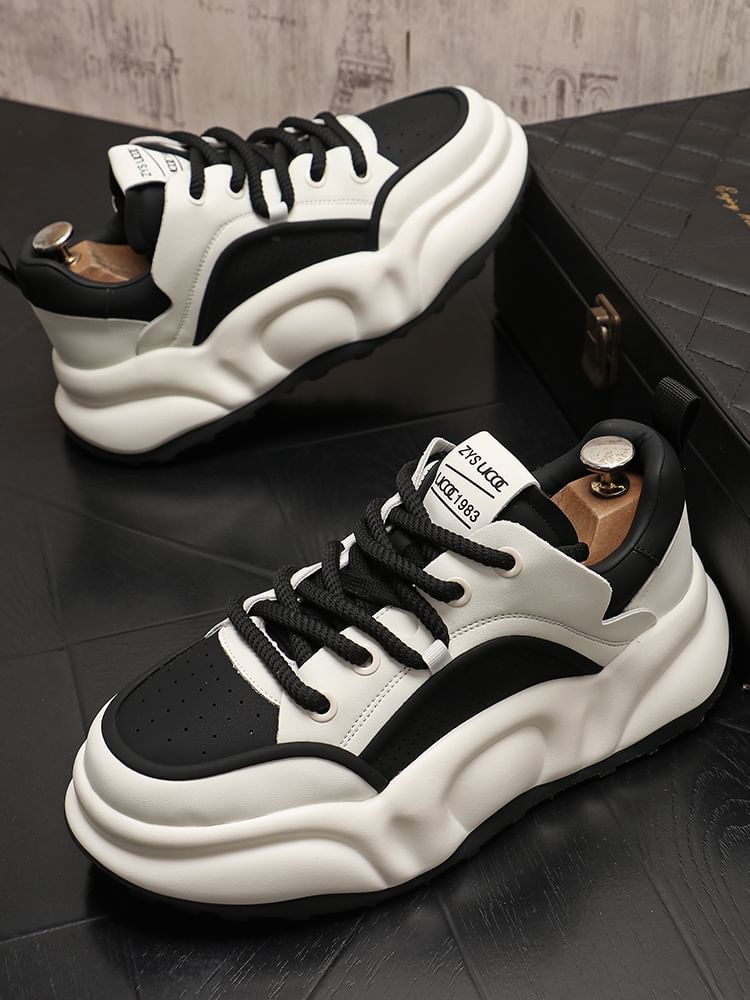 Mr Ozera - Platform Plain Lace Up Sneakers
