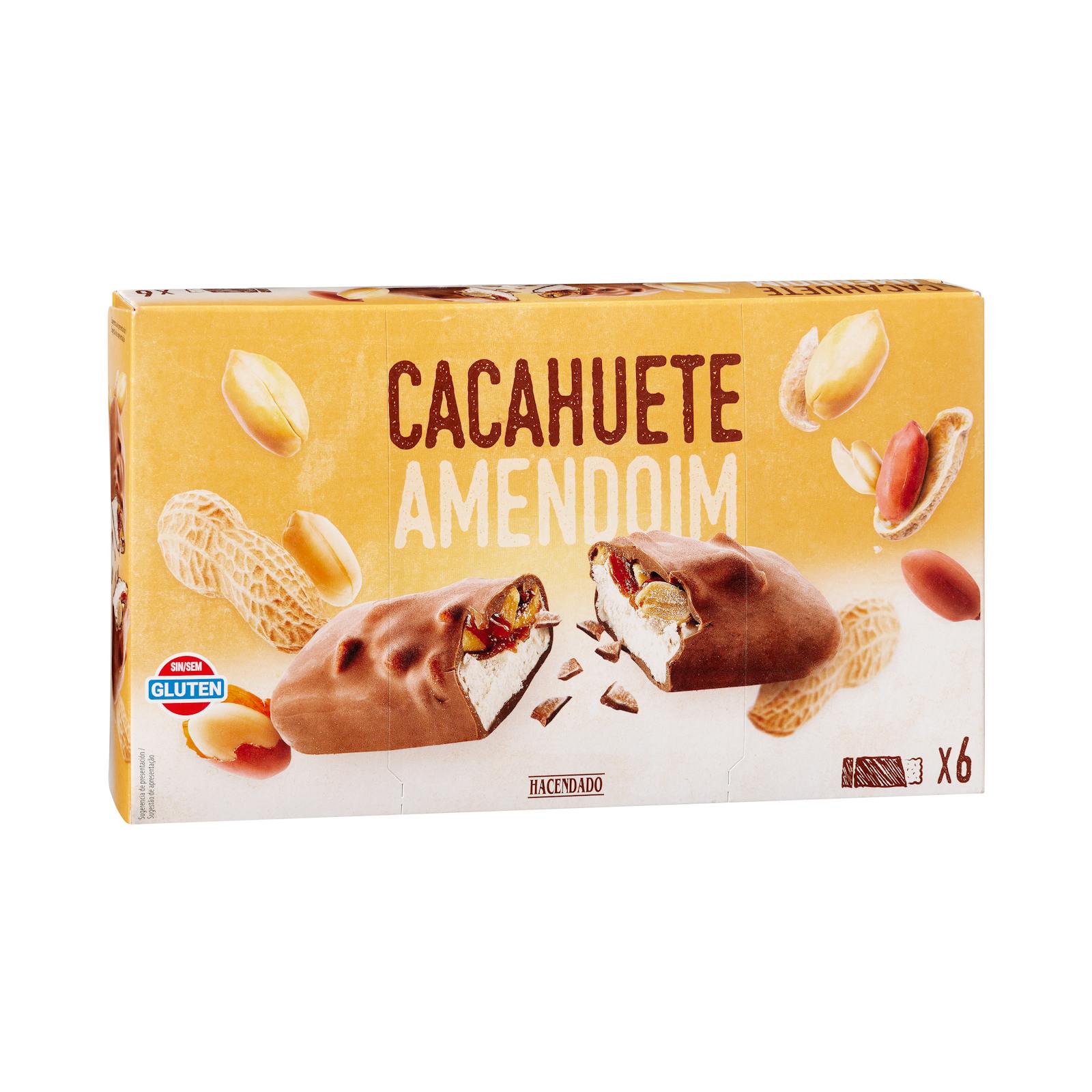 Barre de crème glacée Hacendado au goût de cacahuète avec enrobage de chocolat au lait