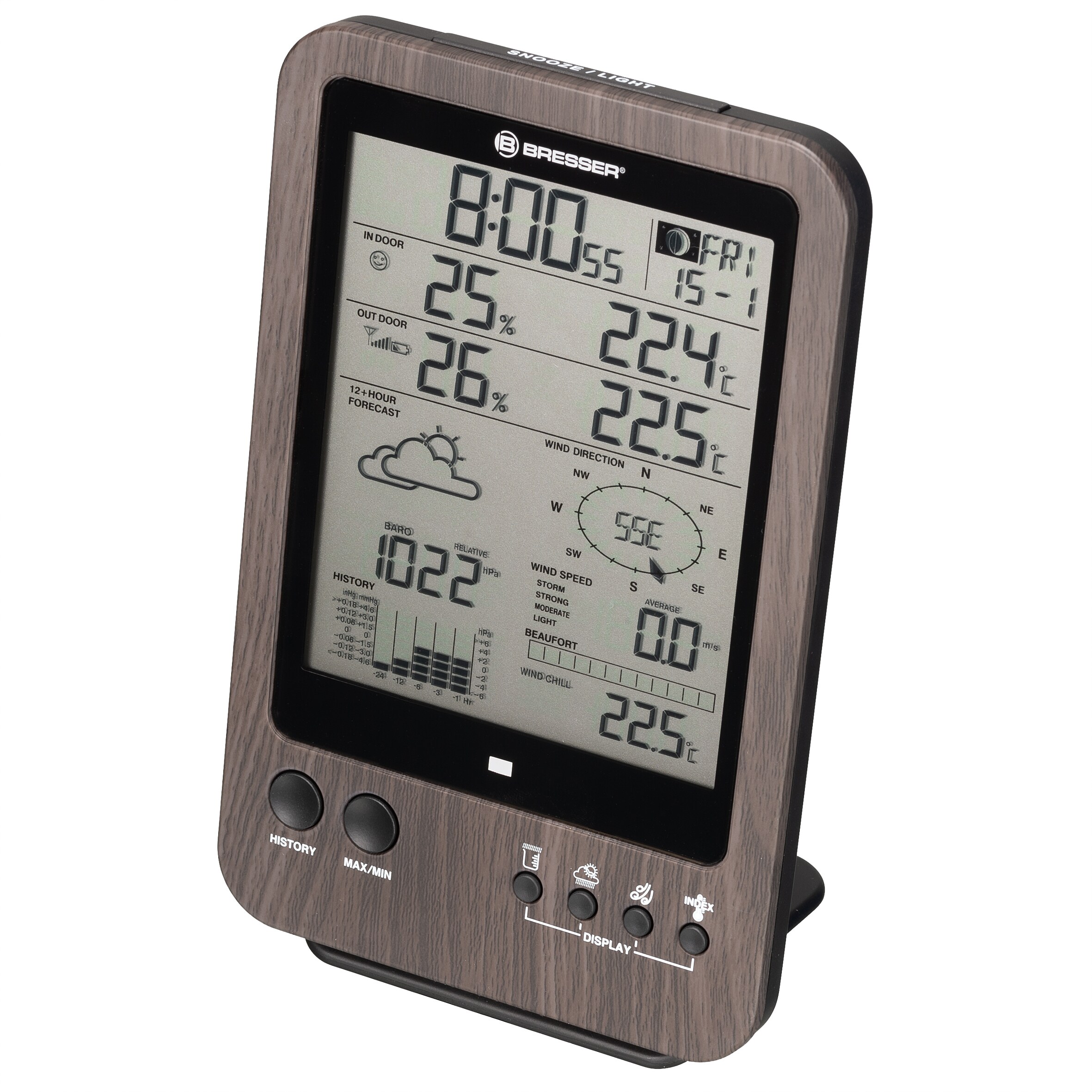 BRESSER WTW 5-in-1-Wetterstation in Holzoptik