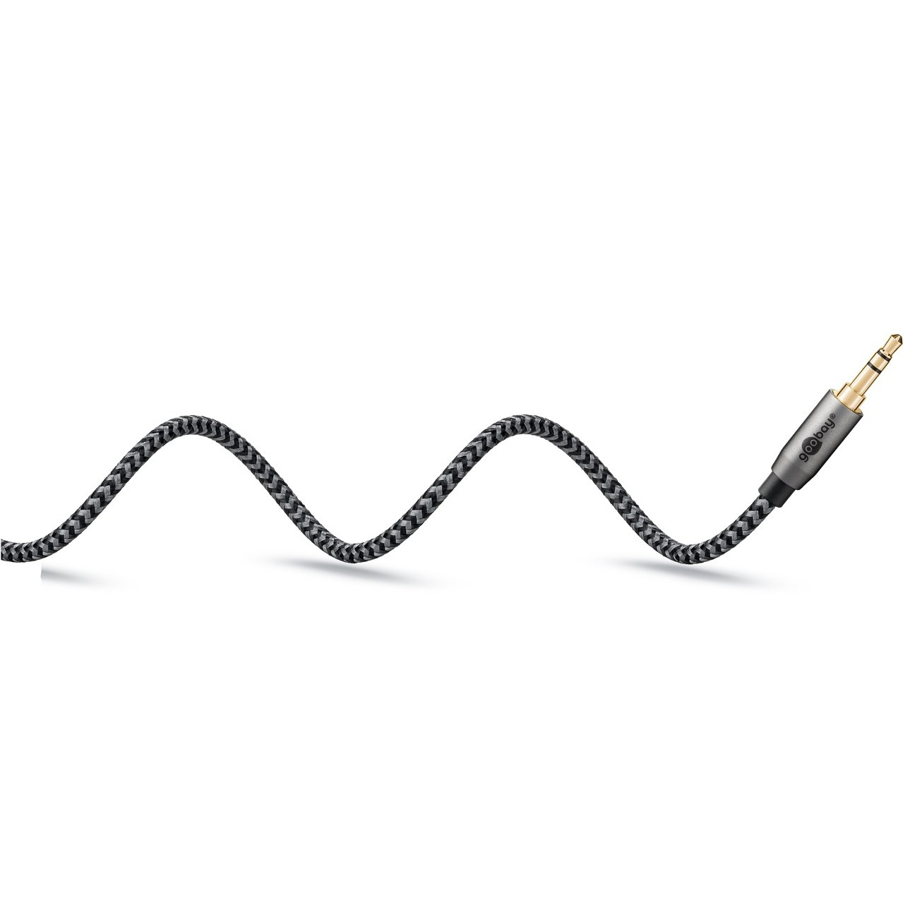 (1m) 3.5mm Klinke Audio Stecker Stereo AUX Kabel mit 90° Grad Winkel und vergoldeten Kontakten (65278) - Sharkskin Grey