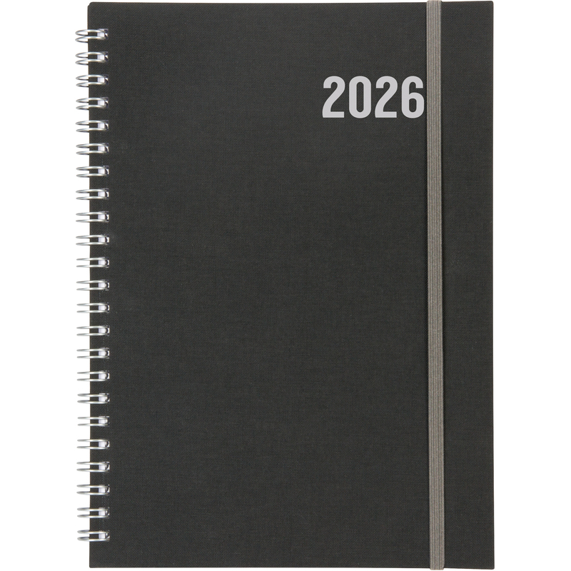 Biella Agenda 2026 Dispo Term Savanna, A5, Wire-O, 1 Woche / 2 Seiten, dunkelgrau