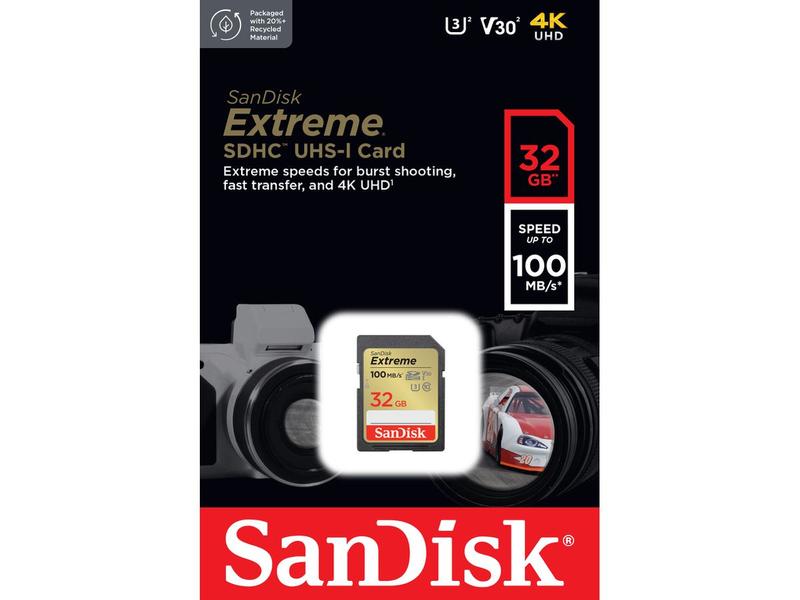 SanDisk SDHC-Karte Extreme 32 GB Professionelle SDHC-Speicherkarte mit 32 GB