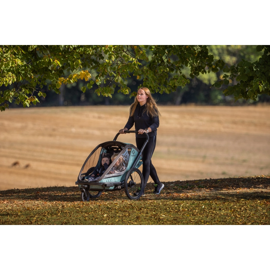 hamax Kinderfahrradanhänger Cocoon Zweisitzer greenblack