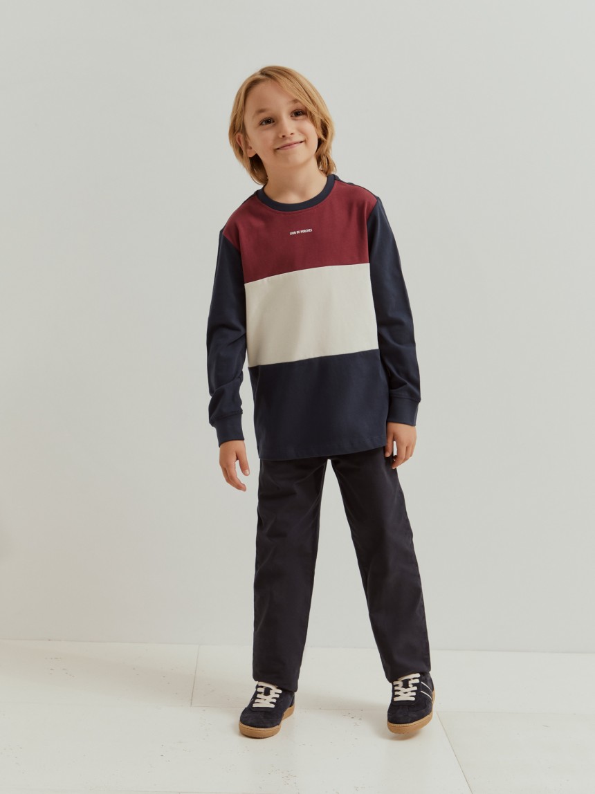 Sweater tricolor em algodão