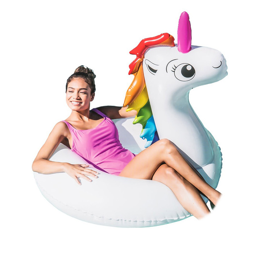 Boia gigante de unicórnio branco de 119 cm para crianças, feita de PVC.