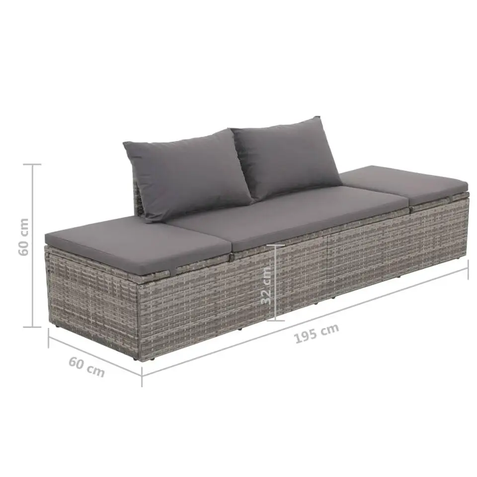 vidaXL - Loungebed - Grijs - Poly rattan