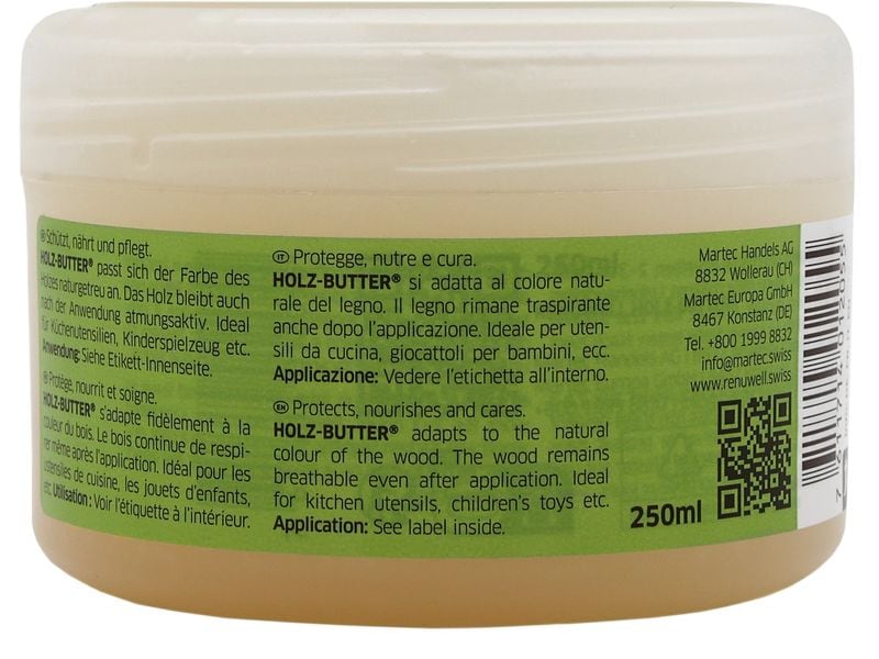 Renuwell Pflegereiniger Holz-Butter Dose, 250 ml Schützt, pflegt, nährt und belebt alle Holzarten