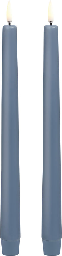 Uyuni LED taper candle, Hazy blue, smooth, 2-pack, 2,3x25 cm Hazy blue