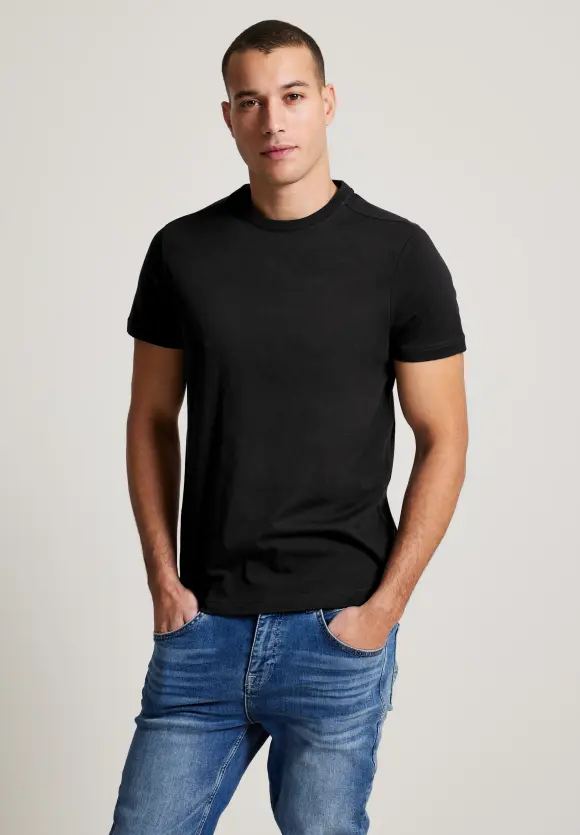Basic T-Shirt in Unifarbe - Black